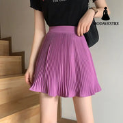 Half-length Skirt Women’s Purple Pleated Skirt Small Skirt High-Waisted A-Line Skirt Thin Skirt Purple / One size