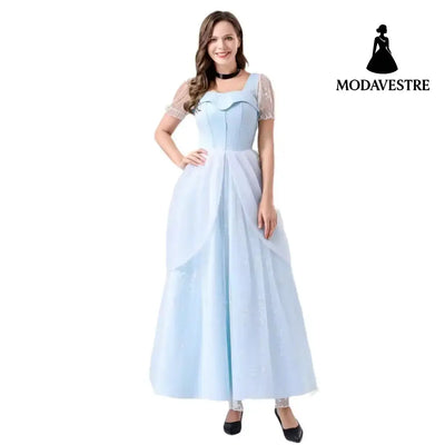 Halloween Cinderella Blue Princess Dress Fairy Tale Princess Adult Female Cosplay Cinderella Dress Dress / S