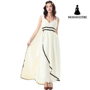 Halloween Costume Medieval Ancient Greek Roman Mythology Character Veil Dress Costume Off-white / S