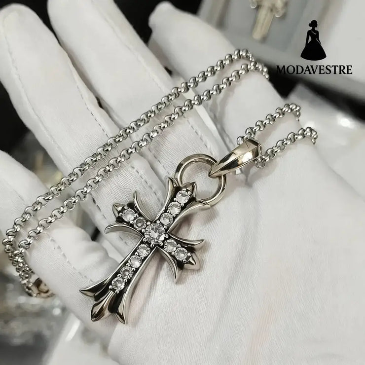 Hexagram Star Sword Anchor Pendant A set of diamond studded crosses