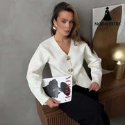 High-end Short Knitted Cardigan Slim Slimming Metal Buckle Sweater For Women Knitted Products