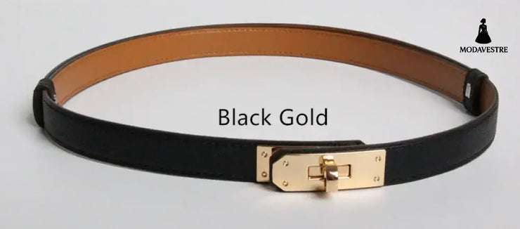 High Quality Women Real Leather 1.8cm Width Belts Golden 2 Style
