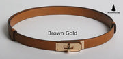 High Quality Women Real Leather 1.8cm Width Belts Golden 3 Style