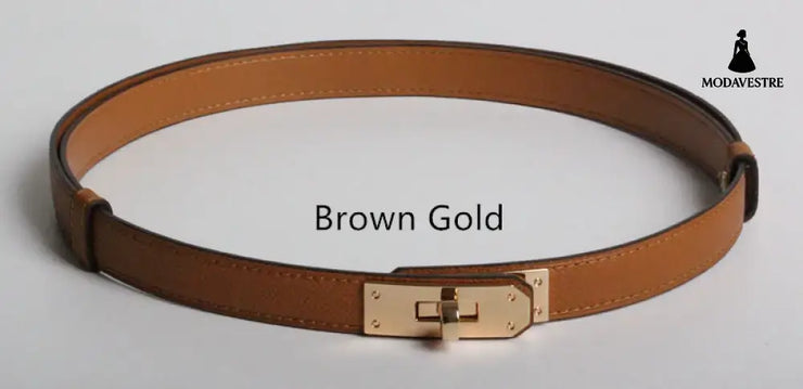 High Quality Women Real Leather 1.8cm Width Belts Golden 3 Style