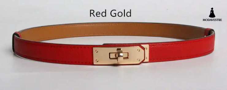 High Quality Women Real Leather 1.8cm Width Belts Golden 5 Style