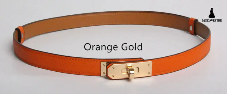 High Quality Women Real Leather 1.8cm Width Belts Golden 6 Style