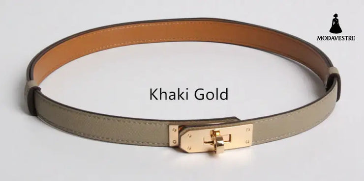 High Quality Women Real Leather 1.8cm Width Belts Golden 8 Style