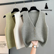 High Sense Classic Style Women’s Clothing V-neck Knitted Cardigan Vest Vest Sweater Knitted Products