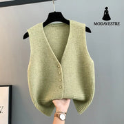 High Sense Classic Style Women’s Clothing V-neck Knitted Cardigan Vest Vest Sweater Knitted Products