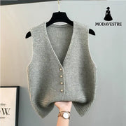 High Sense Classic Style Women’s Clothing V-neck Knitted Cardigan Vest Vest Sweater Knitted Products