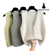 High Sense Classic Style Women’s Clothing V-neck Knitted Cardigan Vest Vest Sweater Knitted Products