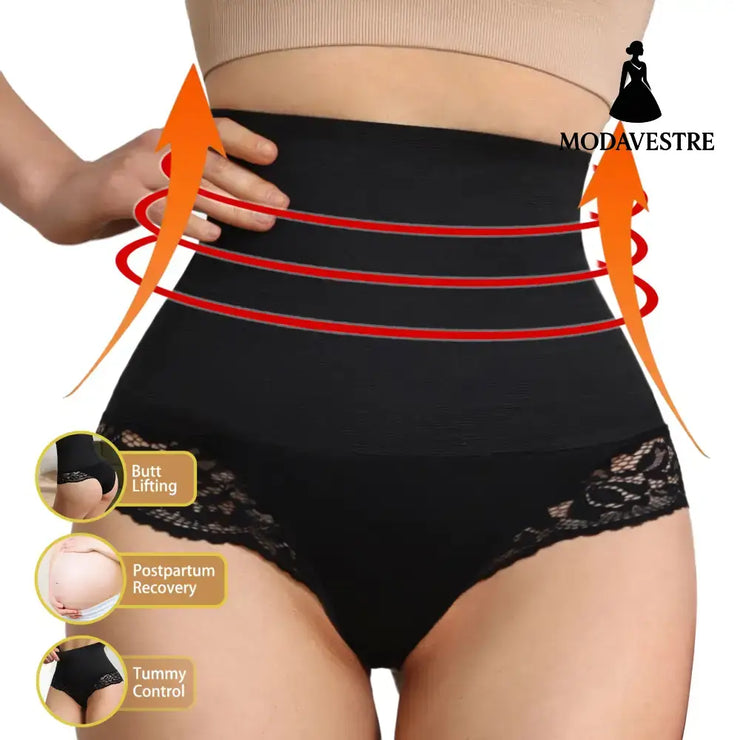 High Waist Tummy Control Shapewear – Lace Body Shaping Panties for Women