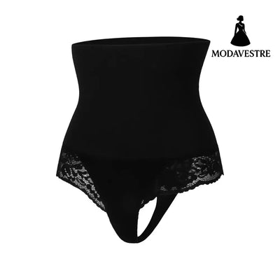 High Waist Tummy Control Shapewear – Lace Body Shaping Panties for Women Black / S