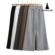 High waisted drawstring loose wide leg pants