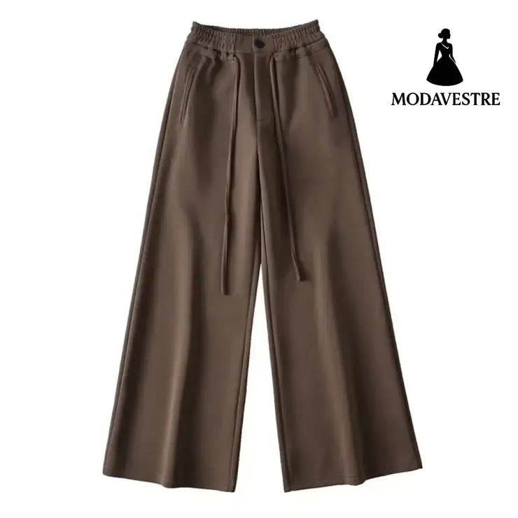 High waisted drawstring loose wide leg pants