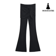 High waisted elastic pants Black / S