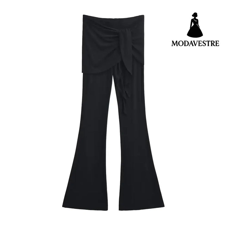 High waisted elastic pants Black / S