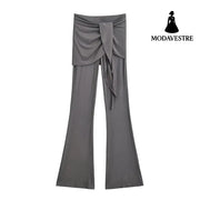 High waisted elastic pants Carbon Gray / S