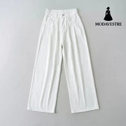 High waisted loose fit thin wide leg pants