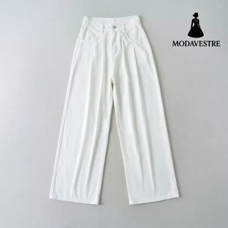 High waisted loose fit thin wide leg pants