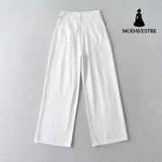 High waisted loose fit thin wide leg pants