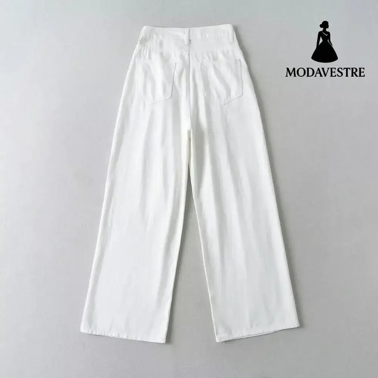 High waisted loose fit thin wide leg pants