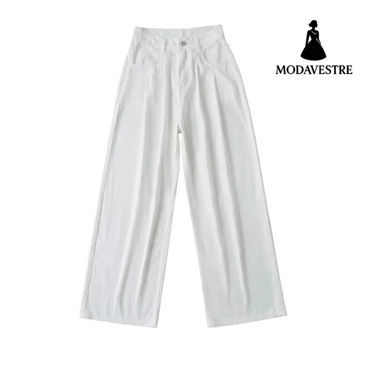 High waisted loose fit thin wide leg pants long style / S