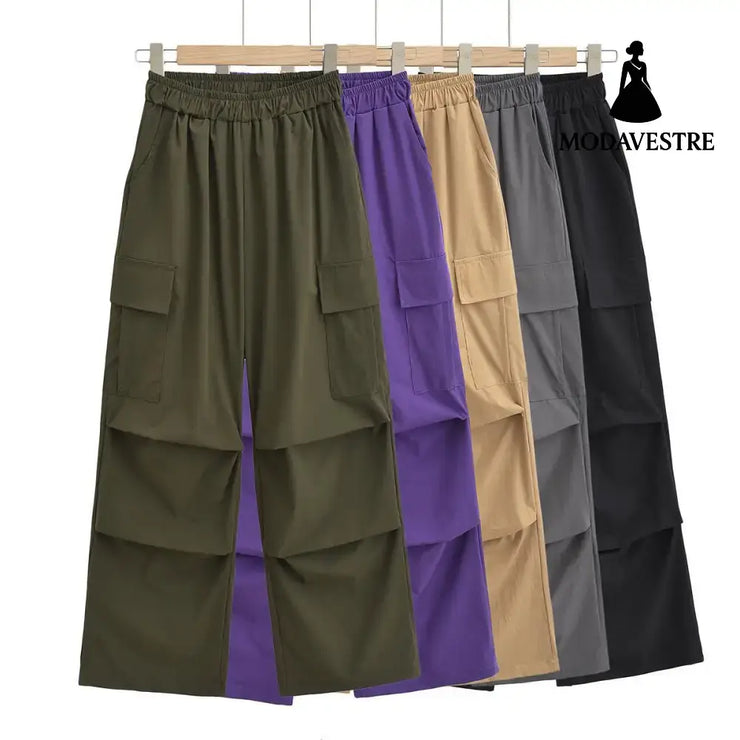 High waisted loose fitting straight leg wide leg pants