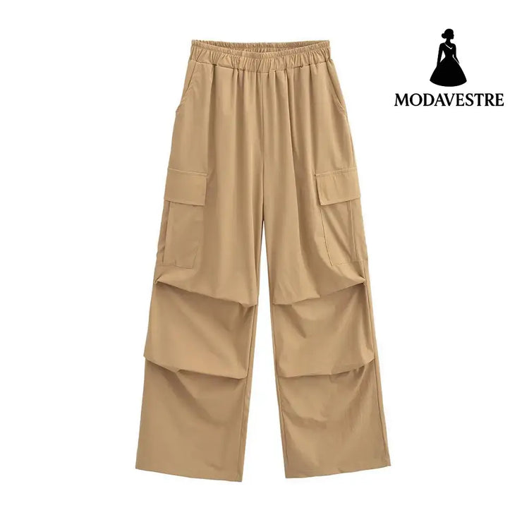 High waisted loose fitting straight leg wide leg pants