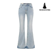 High waisted slim fit leg enhancing pants for children Light Blue / XS