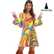 Hippie Clothing Print Dress Women Color 01 / 4XL
