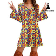 Hippie Clothing Print Dress Women Red / 4XL