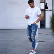 Hole men’’s jeans Deep blue / 3XL