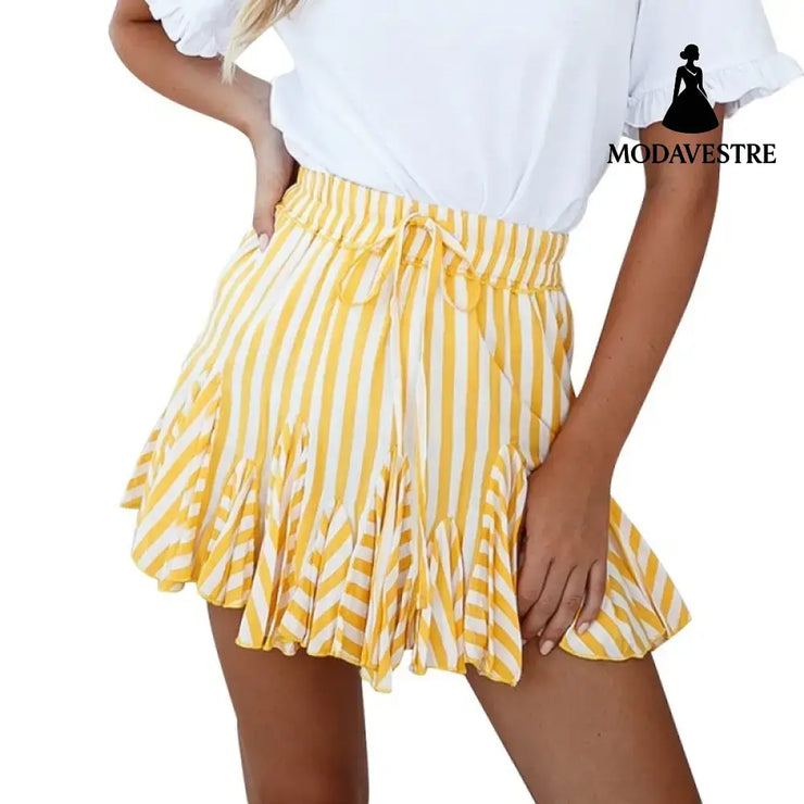 Holiday print skirt and skirt Yellow / L