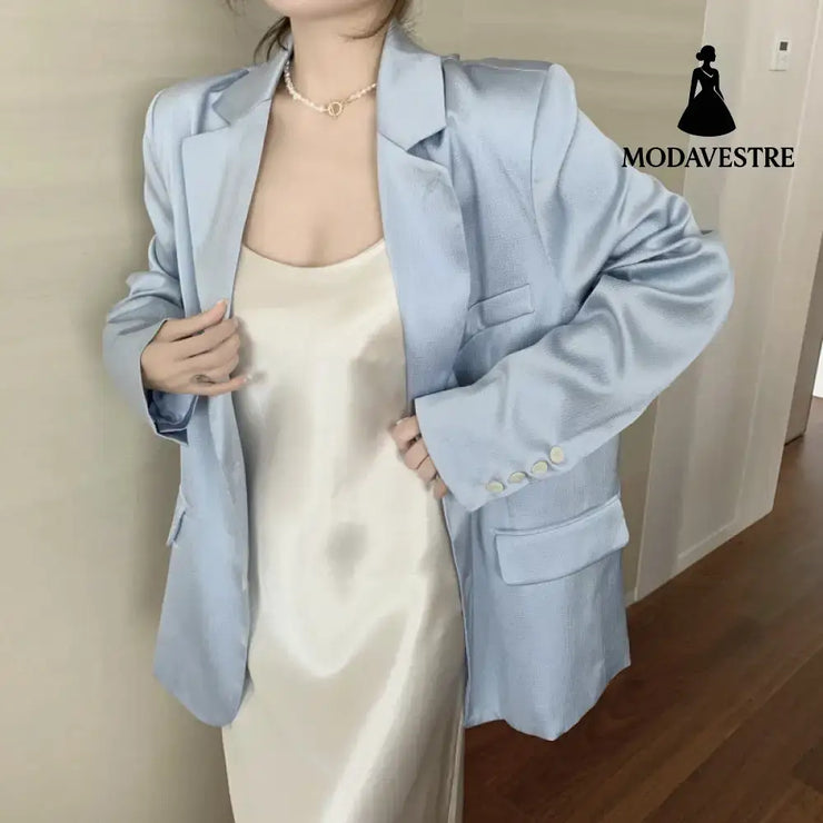 Hong Kong Flavor Satin Suspender Skirt Casual Gloss Suit Suit jacket / One size