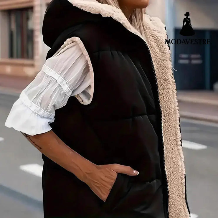 Hooded Double-sided Slim Fit Elegant Cardigan Vest
