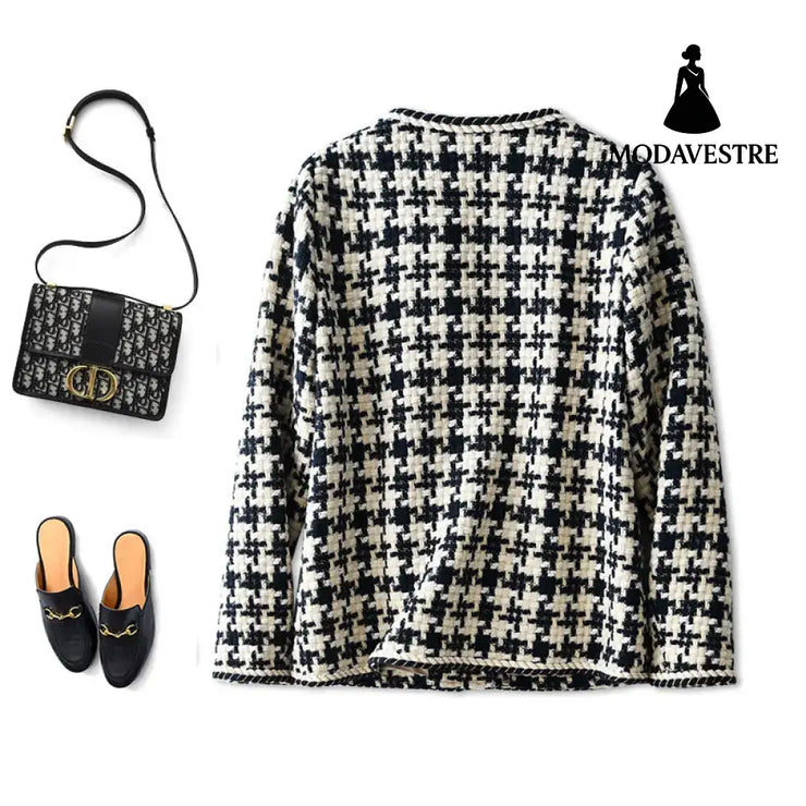 Houndstooth Small Fragrance Jacket Women Clothing