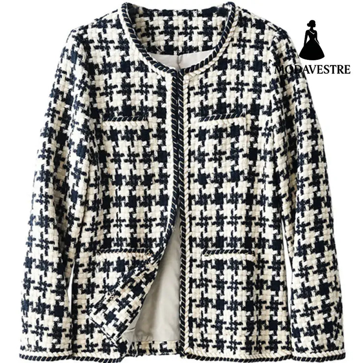 Houndstooth Small Fragrance Jacket Women Clothing