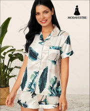 Household Clothing Pajama Set For Women White banana / L