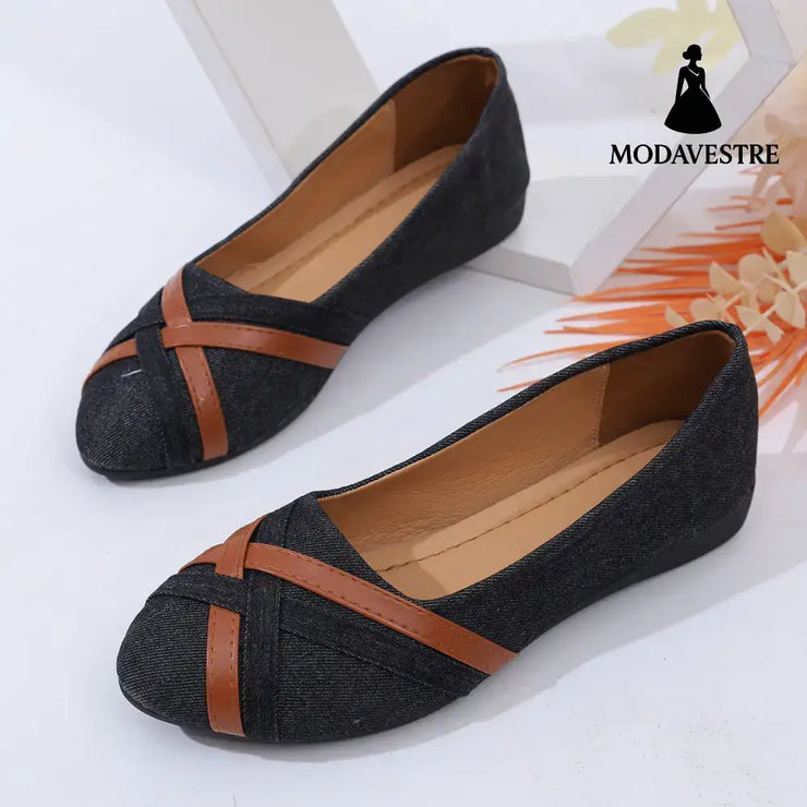 Ins Cross-straped Denim Loafers Fashion Lightweight Comfortable Flats Shoes For Women