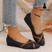 Ins Cross-straped Denim Loafers Fashion Lightweight Comfortable Flats Shoes For Women