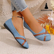 Ins Cross-straped Denim Loafers Fashion Lightweight Comfortable Flats Shoes For Women