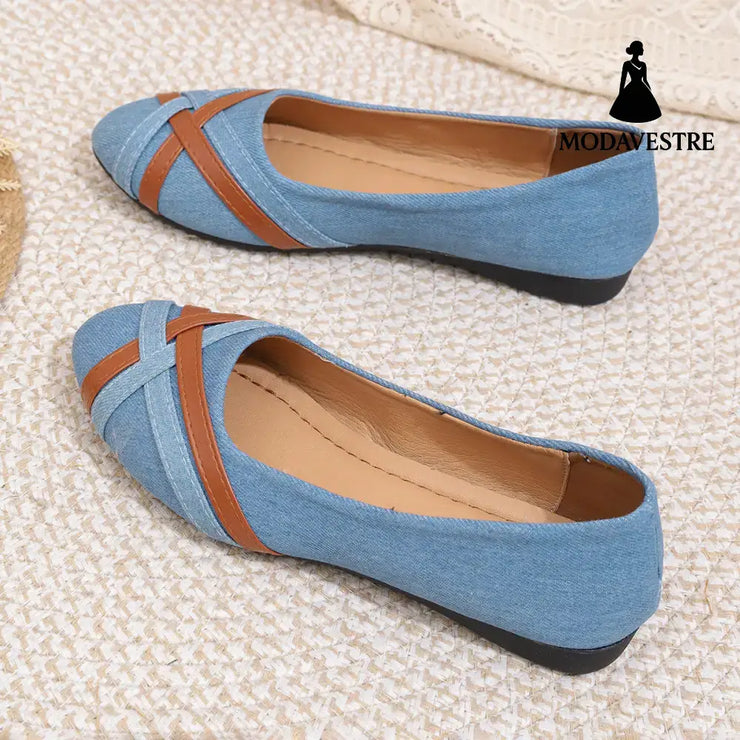 Ins Cross-straped Denim Loafers Fashion Lightweight Comfortable Flats Shoes For Women