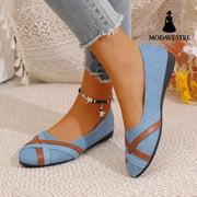 Ins Cross-straped Denim Loafers Fashion Lightweight Comfortable Flats Shoes For Women