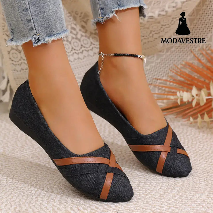 Ins Cross-straped Denim Loafers Fashion Lightweight Comfortable Flats Shoes For Women