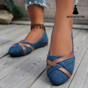 Ins Cross-straped Denim Loafers Fashion Lightweight Comfortable Flats Shoes For Women