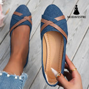 Ins Cross-straped Denim Loafers Fashion Lightweight Comfortable Flats Shoes For Women