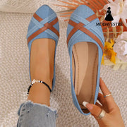 Ins Cross-straped Denim Loafers Fashion Lightweight Comfortable Flats Shoes For Women Light Blue / 36