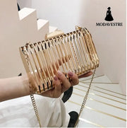 Ins Super Fire Small Bag Dinner Women S Bag New Metal Hollow Gold