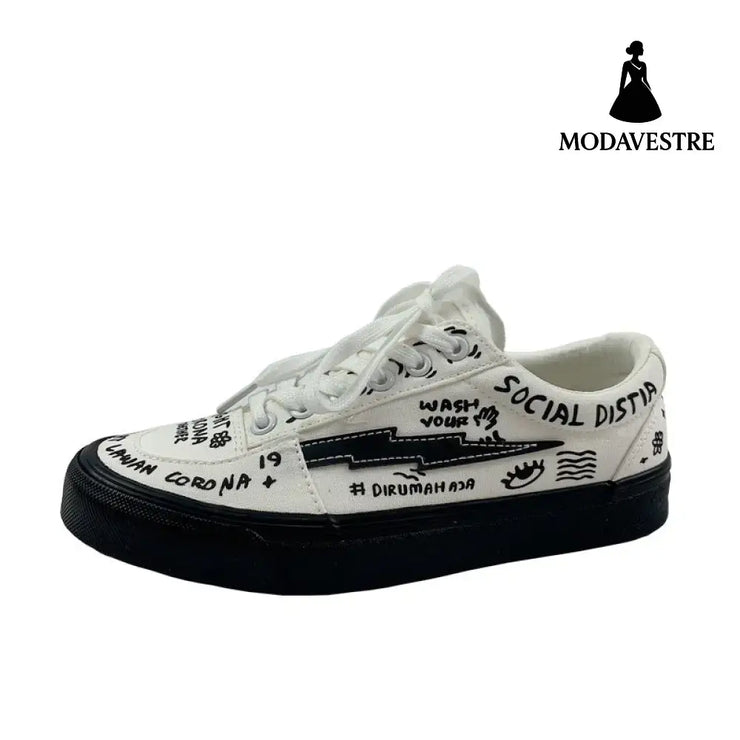 Japanese Little White Shoes Women’s Spring Canvas Shoes White / 35